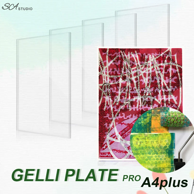 

Pro Gelli Printing Plate A4 Plus for Printmaking Shore Hardness 0 Degrees Reusable Monoprinting Soft Plate for Art and Craft