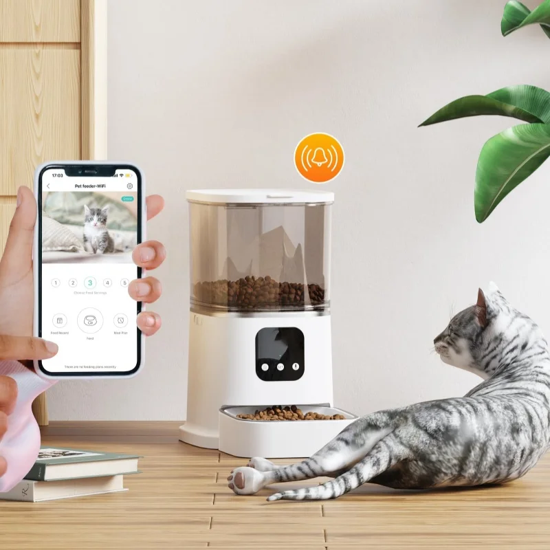 6L Automatic Cat Feeder WiFi Automatic Dog Feeder with APP Control Camera Feeding  Bowl Automatic Dog Cat Food Dispenser