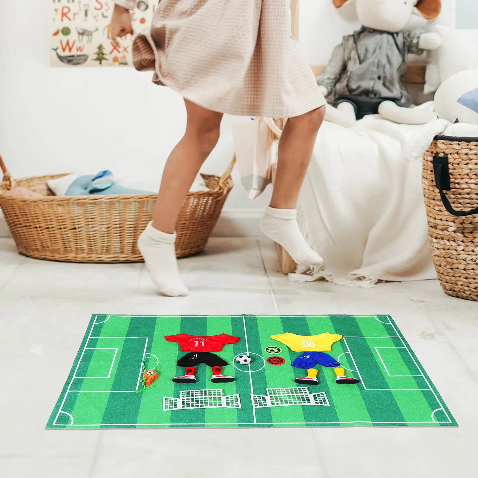 

Mini Soccer Game Set Tabletop Football Field with Simulated Match Scenarios Interactive Desktop Sport for Family Friends Office