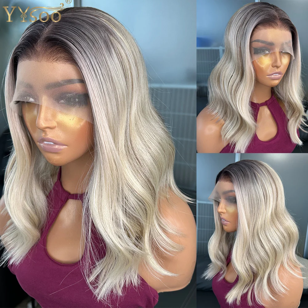 

Short Ombre Highlight Glueless Futura Wavy Hair 13x4 Synthetic Lace Front Bob Wig For Black Women Pre Plucked Hairline Daily Use
