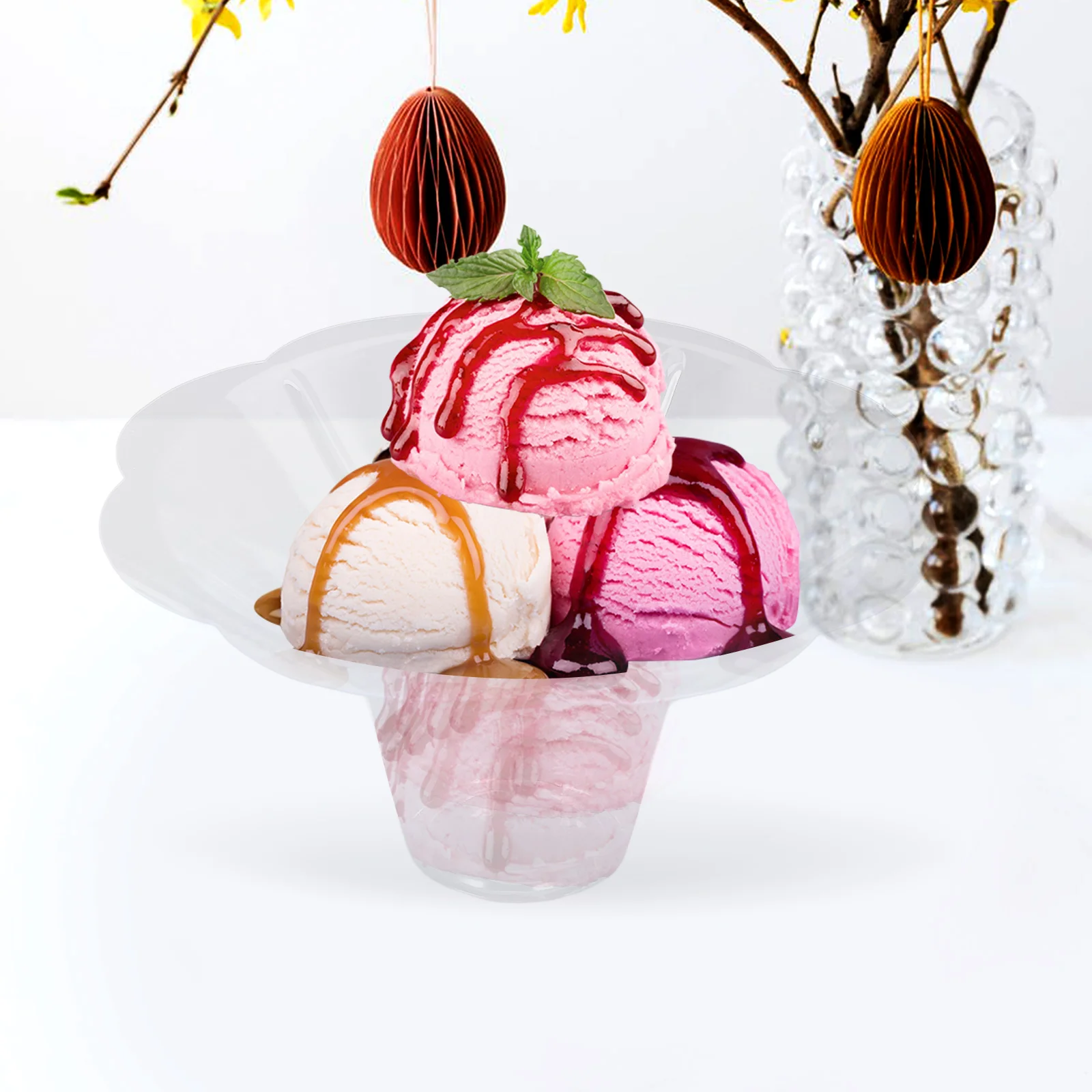 

2pcs Clear Dessert Cups Transparent Mousse Cake Bowls For Ice Cream Pudding Tiramisu Portable Party Supplies Kitchen Barware