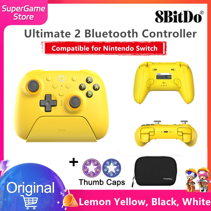 

Gaming Gamedpad with Charging Dock 8BitDo Ultimate 2 Bluetooth Controller Wireless for Nintendo Switch 2 PC, Windows 10 white