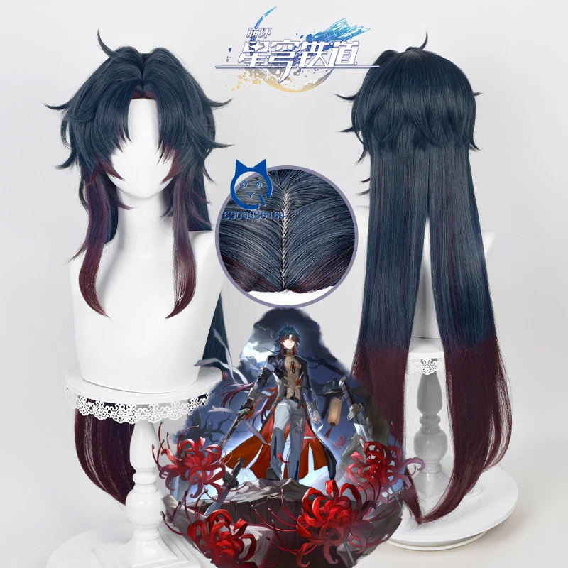 

Blade New Arrival Cosplay Wig Game Honkai: Star Rail 100cm Dark Blue Gradient Red Hair Heat Resistant Comic Con Party Anime Wig