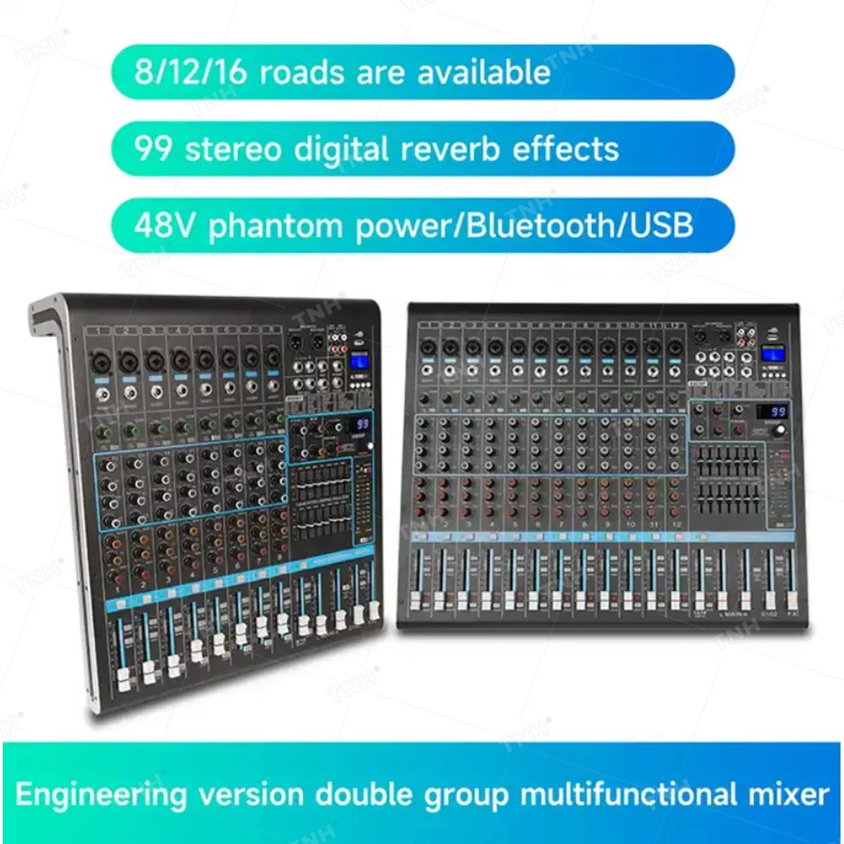 XS800 XS 800  8 Channel 12 Channel 16 Channel Dual Grouping Professional Audio mixer Console with 99 DSP 48V Phantom USB PnP