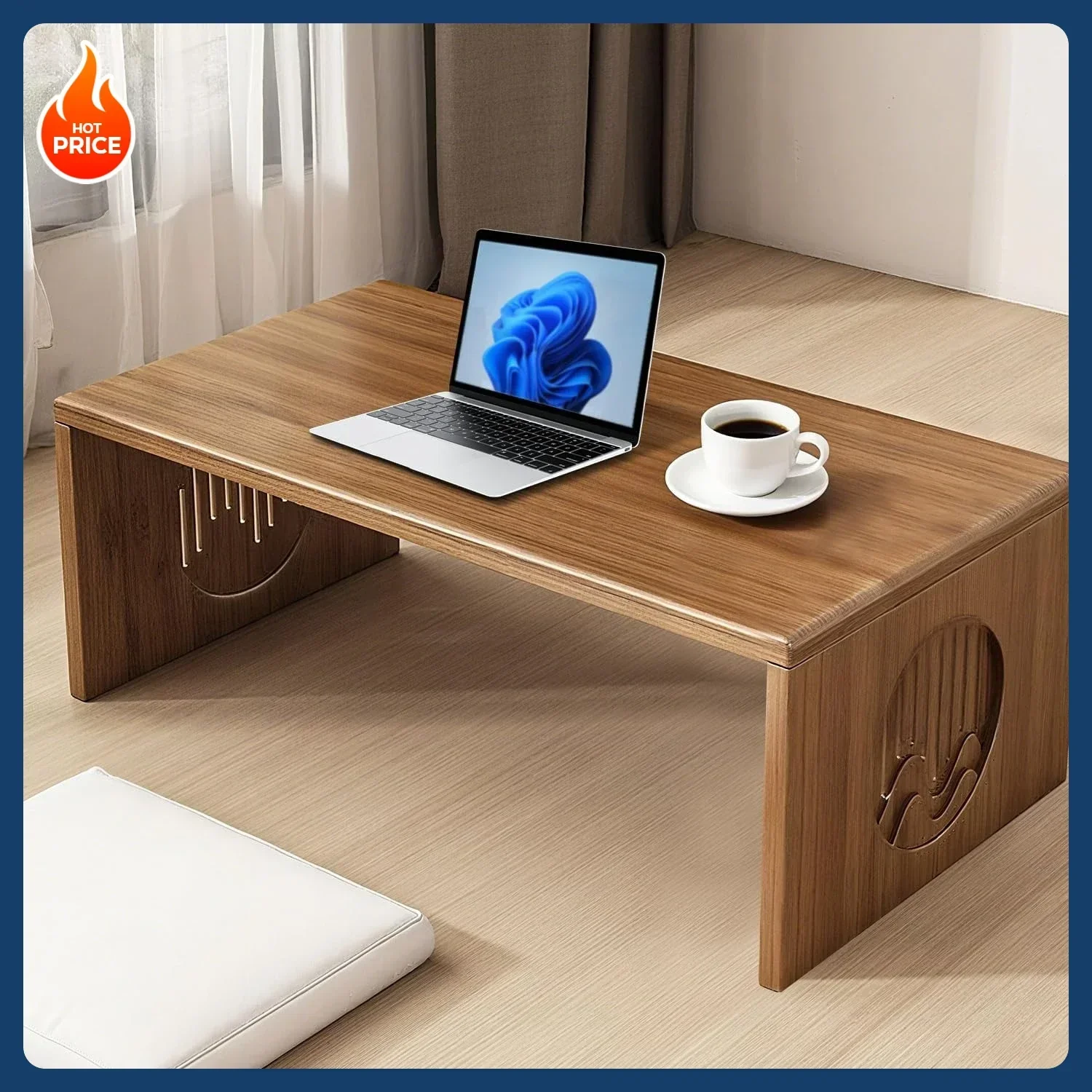 

[Discounted Price!]Folding Coffee Table, Foldable Japanese Floor Table No Assembly, Low Coffee Table for Sitting On The Floor, S