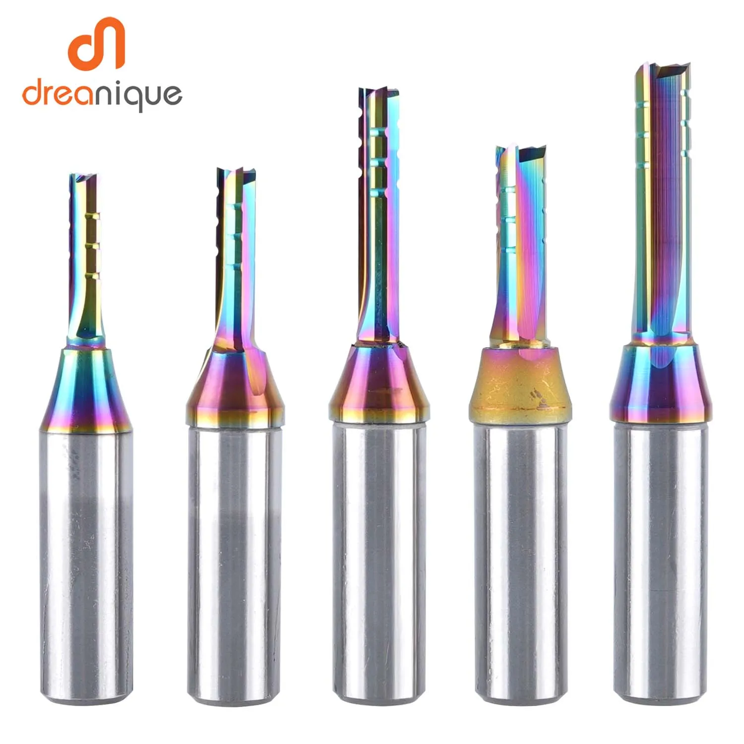 Dreanique 1PC 1/2 Shank 3 Flutes TCT Trimming Straight Milling Bit DLC Coated Carbide Milling Cutter For Plywood Chipboard MDF