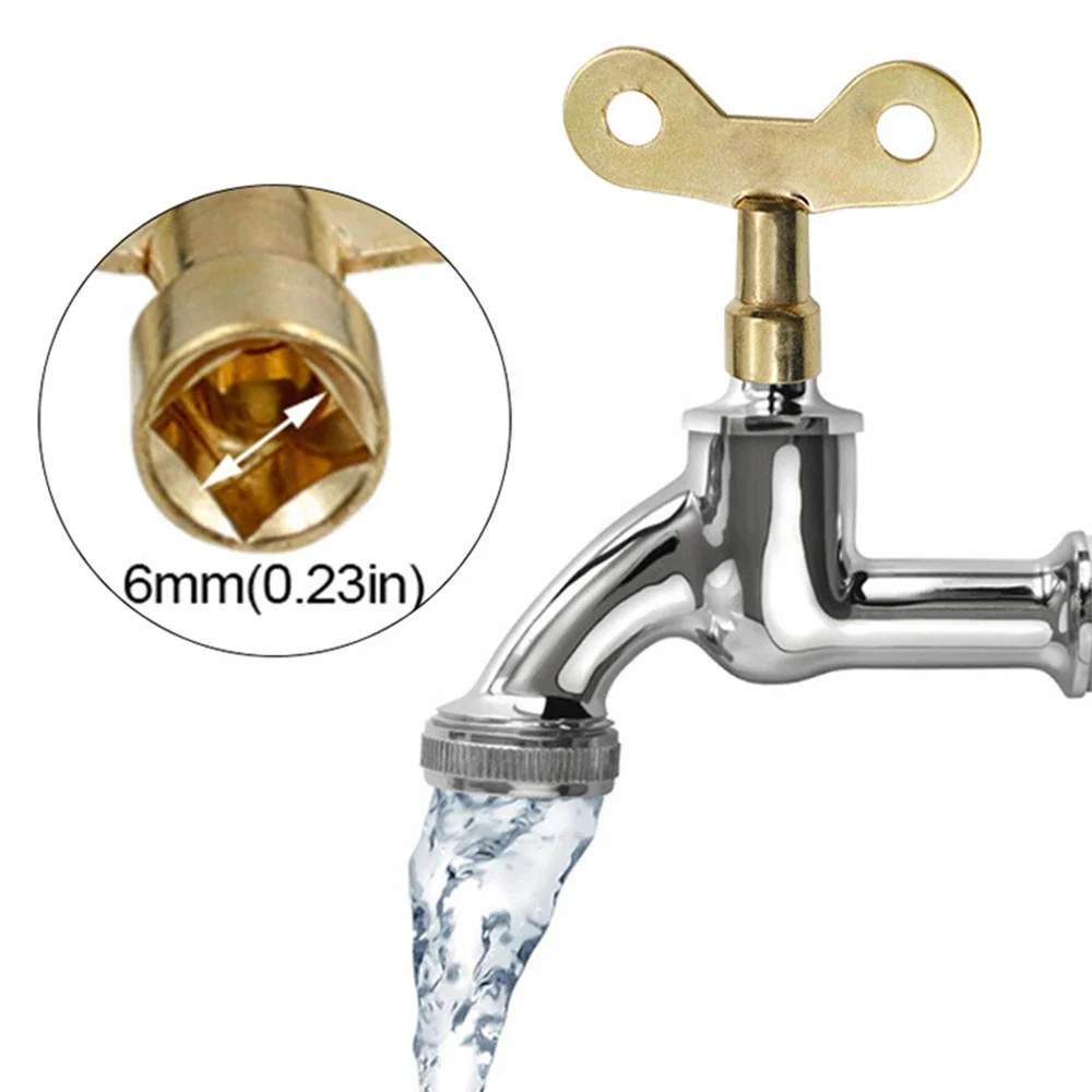 2pcs Iron Faucet Keys for 6mm Square Socket Spool of Plumbing Hole Radiator Water Valve Tap Bleeding Air Special Lock Switch