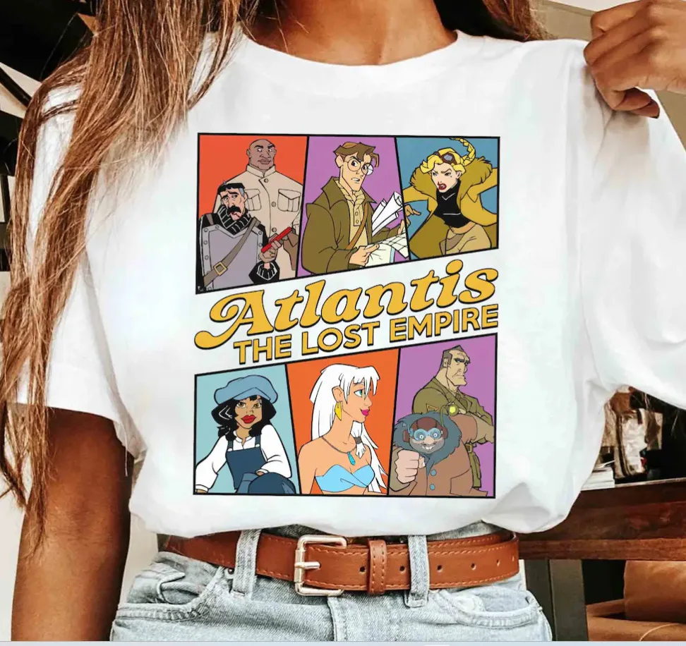 Atlantis The Lost Empire Characters T-Shirt, Kida Nedakh Milo Thatch Helga Sincl