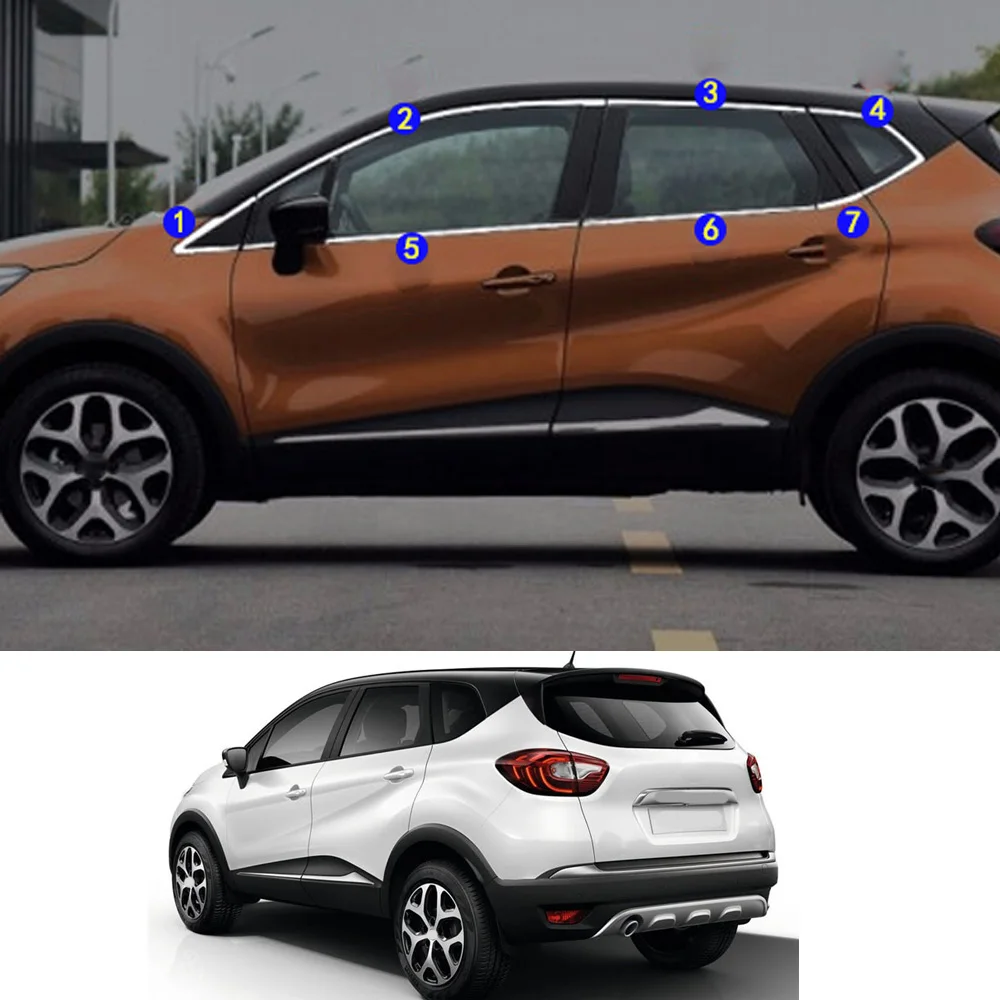 Car Sticker Garnish Pillar Window Middle Strip Trim Frame Hoods For Renault Captur 2015 2016 2017 2018 2019 2020