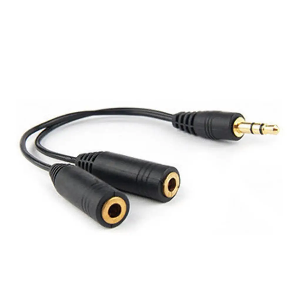 Adattatore di alimentazione cavo sdoppiatore a Y maschio-femmina audio in PVC nero per microfono auricolare