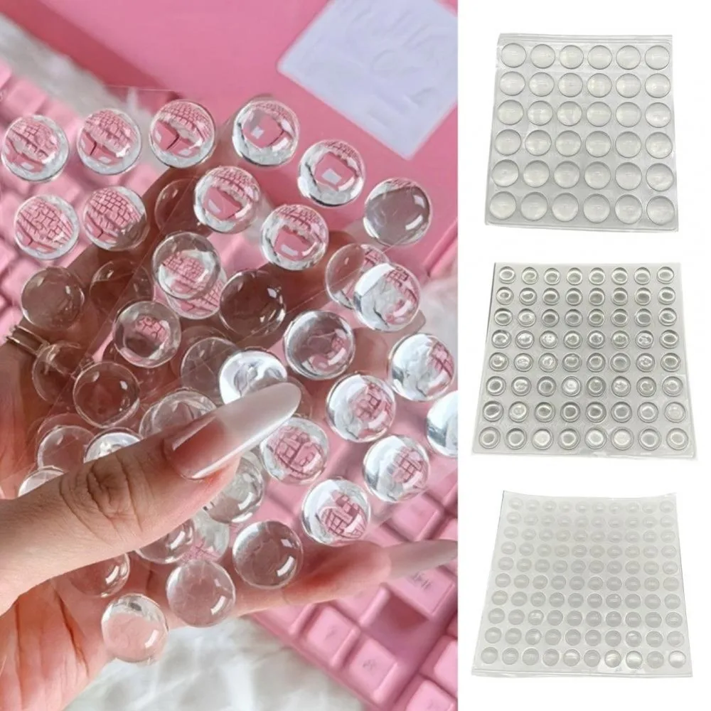 20Pcs New Transparent Nail Keyboard Stickers Cartoon Round Key Caps Heart Cat Typing Protective Cover For Long Nail