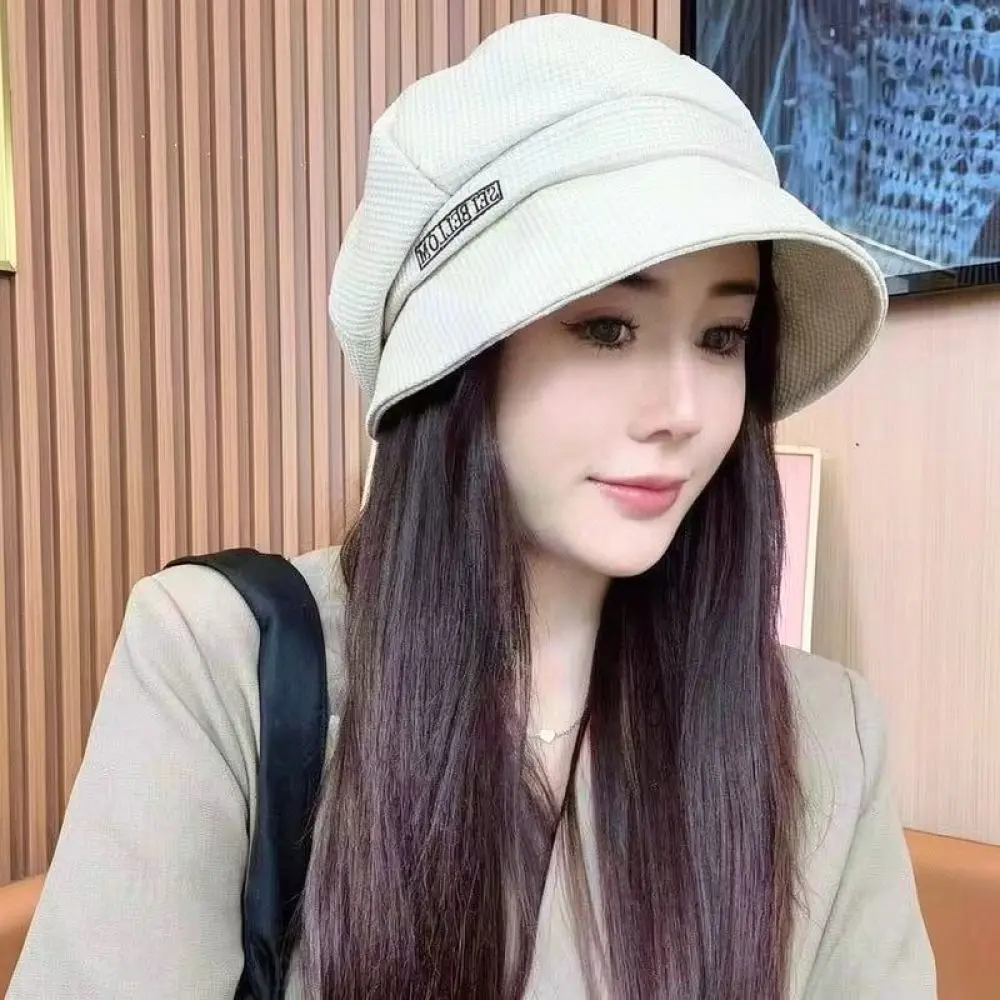 Simple Style Pleated Beanie Bucket Cap Women Sun Shade Lightweight Breathable Foldable Casual Daily Travel Fashion Headgear