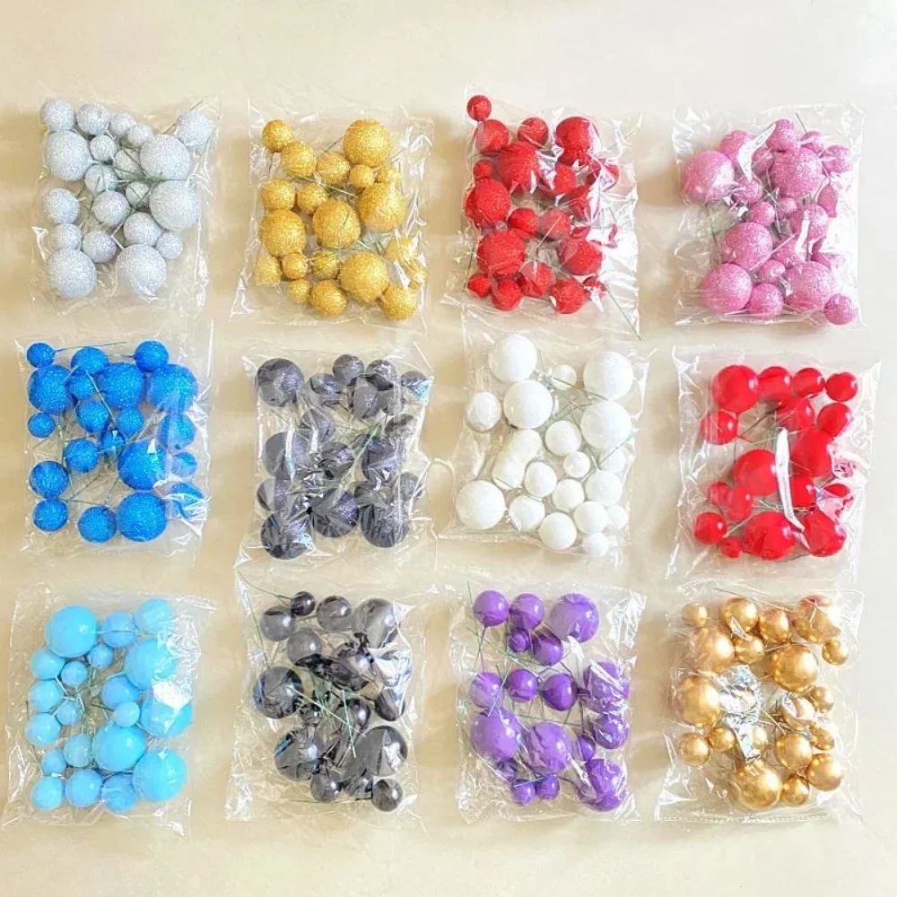 20Pcs Balls Cake Toppers 2-4cm Different Size Colorful Balls Cake Toppers for Brithday Wedding Christmas Decorations 2024