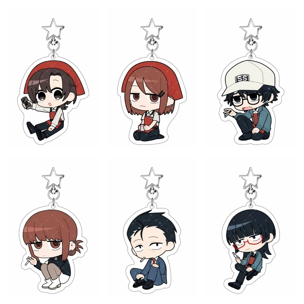 Anime Behind the Supermarket, Smoking with You 6cm Acrylic Stand Keychain Tabletop Decorations Accessories Decor Gifts