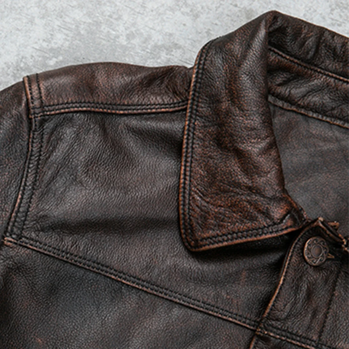 جاكيت من جلد البقر بطبقة علوية ، كلاسيكي ، محزن ، فاخر ، مصنوع من الجلد الطبيعي ، عالي الجودة ، طية صدر كلاسيكية