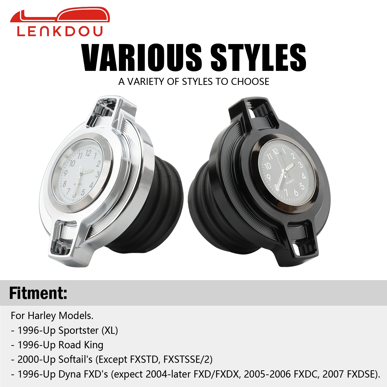 Motorcycle Fuel Tank Cap Oil Gas Caps With Clock For Harley Touring Road King Sportster 883 1200 Softail Fat Boy Dyna Low Rider 4