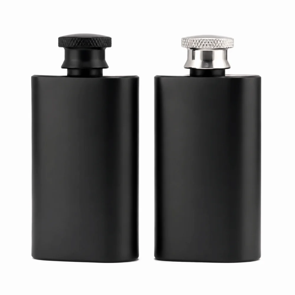 Convenient 2 OZ Hip Flask Black Leakproof Liquor Flask Container Screw Cap Drinking Bottle Outdoor