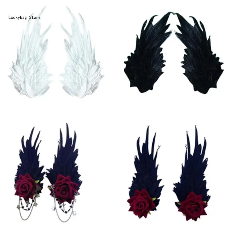 

Elegant Double Layer Embroidery Angel Wing Hair Clip Cosplay Hairpin Hair Accesories Hairpieces for Various Hairstyles