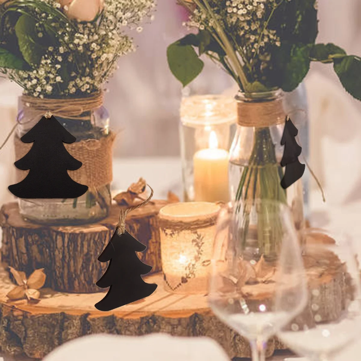 

10Pcs Rustic Jute Twine Mini Blackboard Signs Double Sided DIY Projects Wedding Favors Price Tags Home Decoration