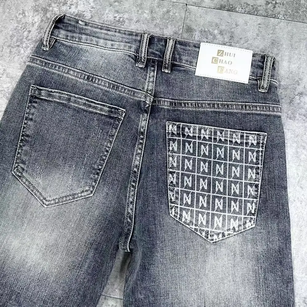 Herren Sommer Streetwear Designer Kleidung Vintage bedruckte knielange Jeans shorts für Männer dehnbare und atmungsaktive Freizeit jeans