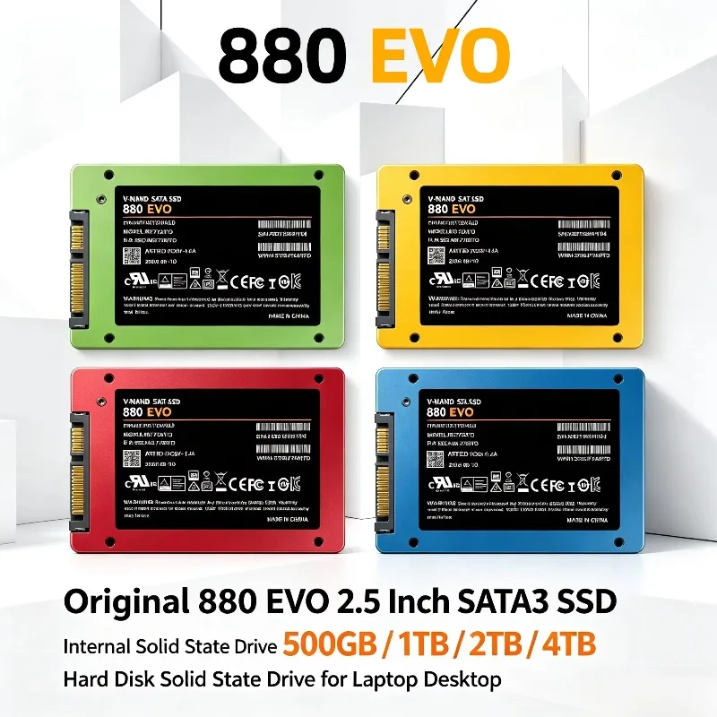 Original 880 EVO 2.5 Inch SATA3 SSD Internal Solid State Drive 500GB 1TB 2TB 4TB Hard Disk Solid State Drive for Laptop Desktop