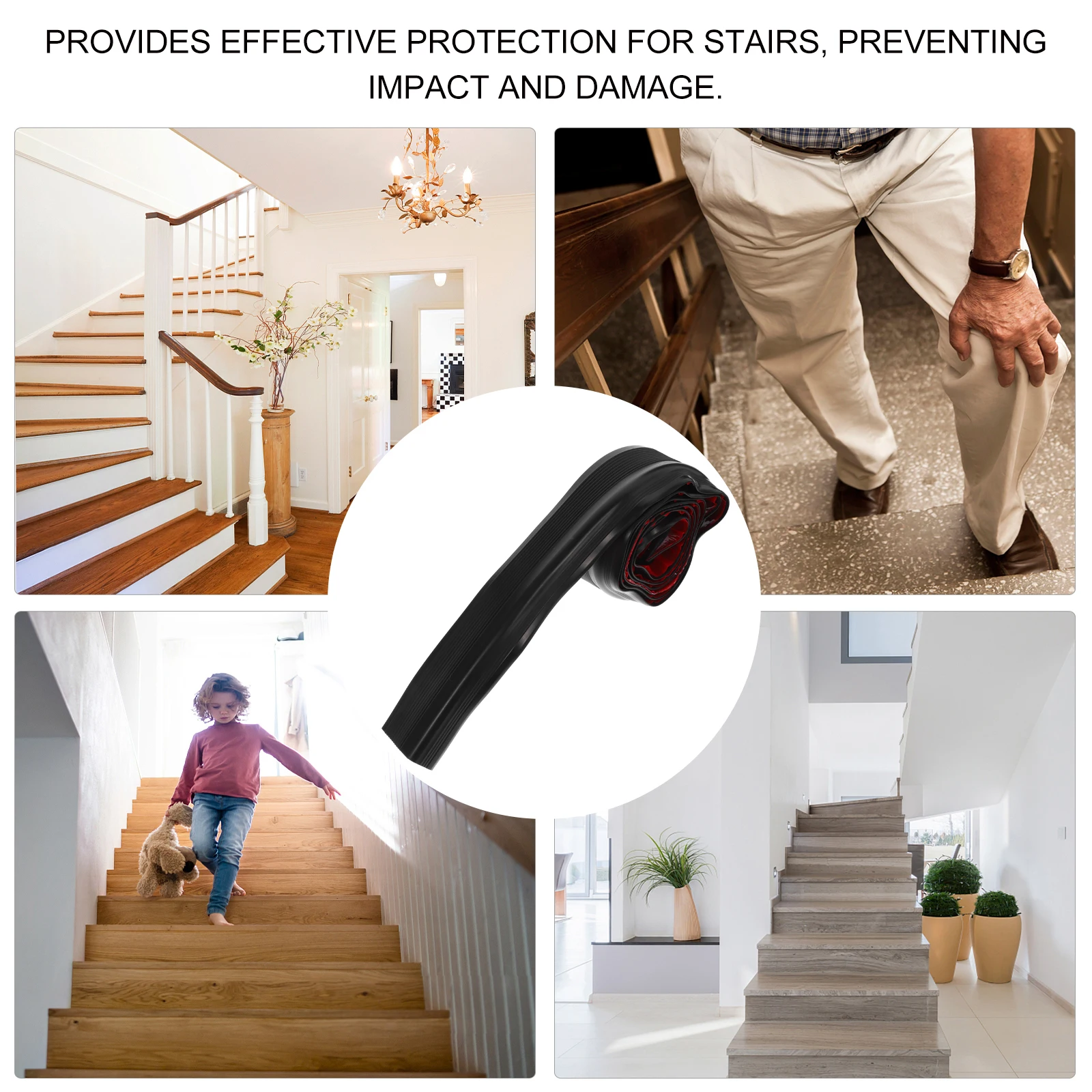 

Black 2Mx5CM Anti-slip Stair Tread Edging Strip Adhesive Stairs Steps Trim Moldings Edge Protectors Floor Transition