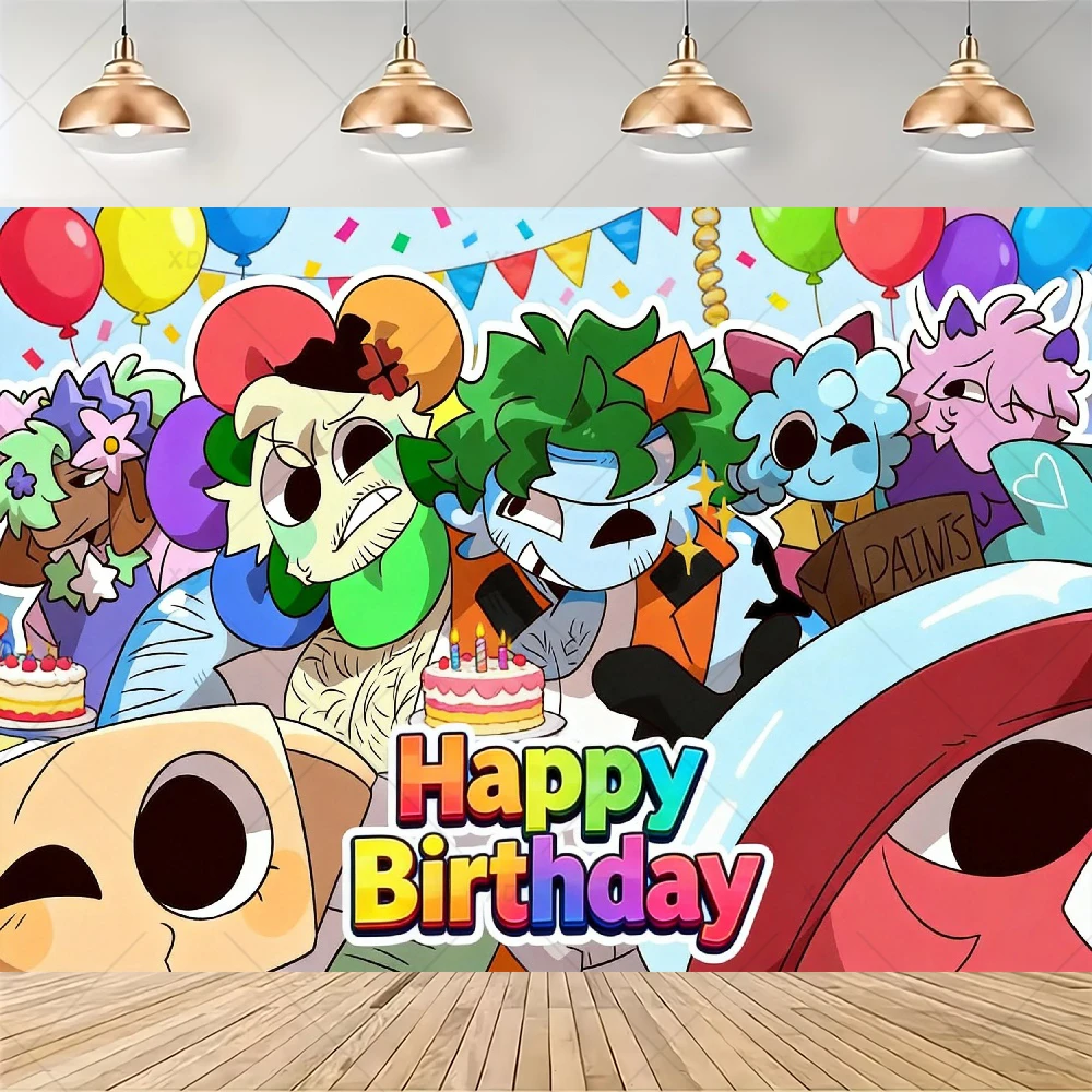 Cartoon Dandy Welt-Thema Geburtstagsparty Dekorations-Set mit Tassen, Tellern, Luftballons, Banner, Fotografie-Requisiten, Hintergrund und Kindergeschenken – Detail 5