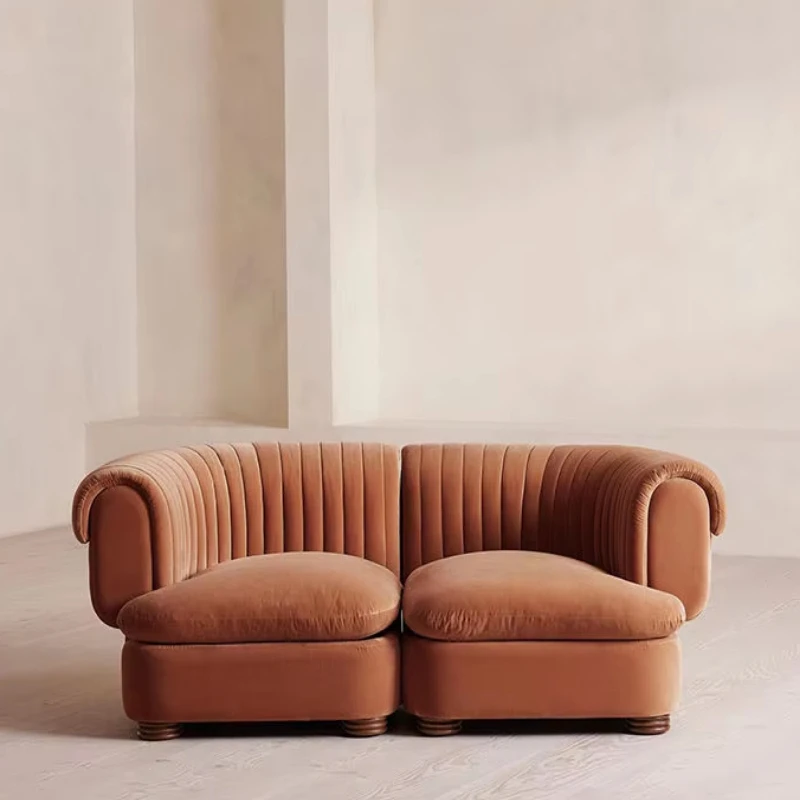 Modern style velvet fabric three-person sofa living room simple