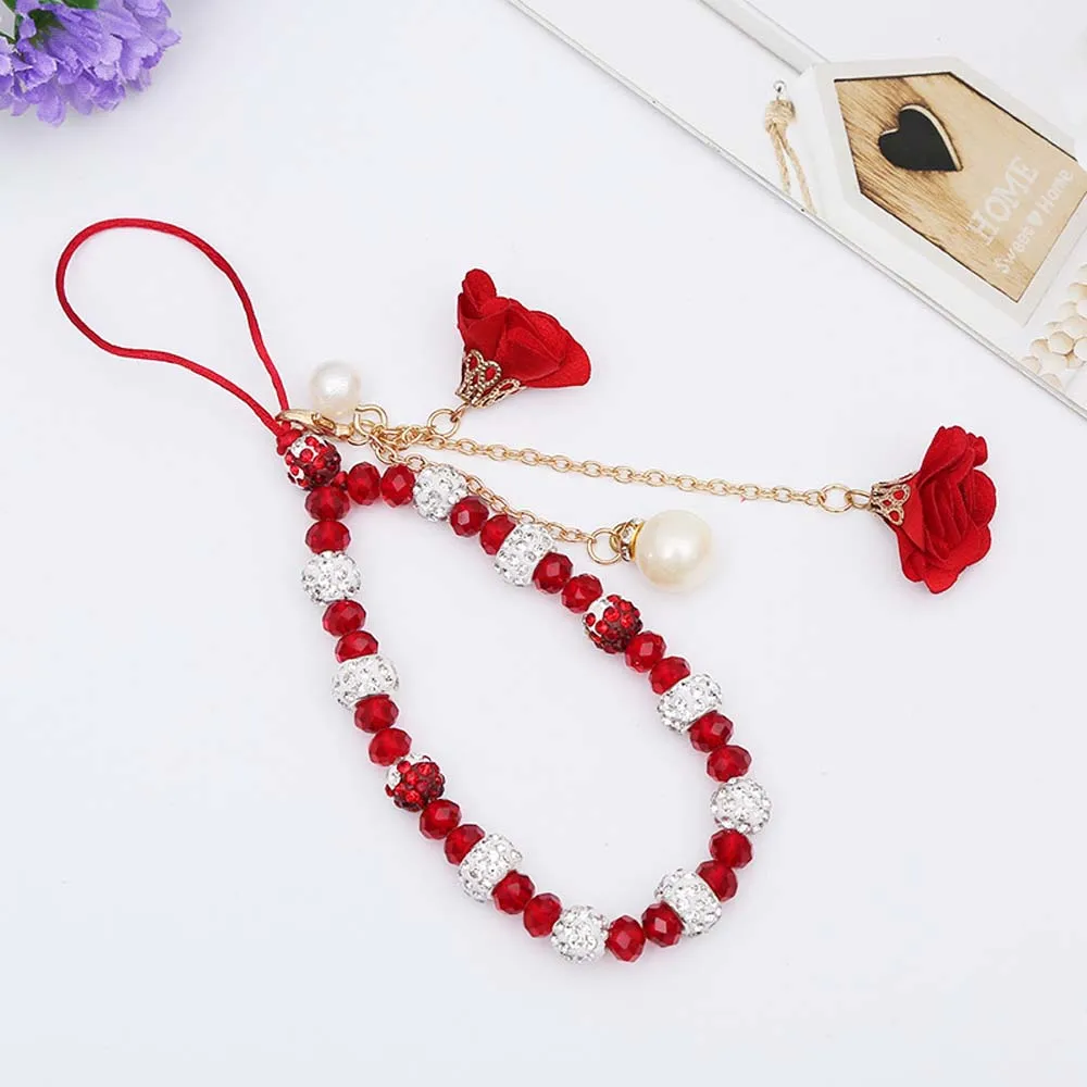 

Cord Mobile Accessories Flower Pendant Bracelet Beads Chain Lanyard Cell Phone Lanyard Mobile Phone Strap Wrist Straps
