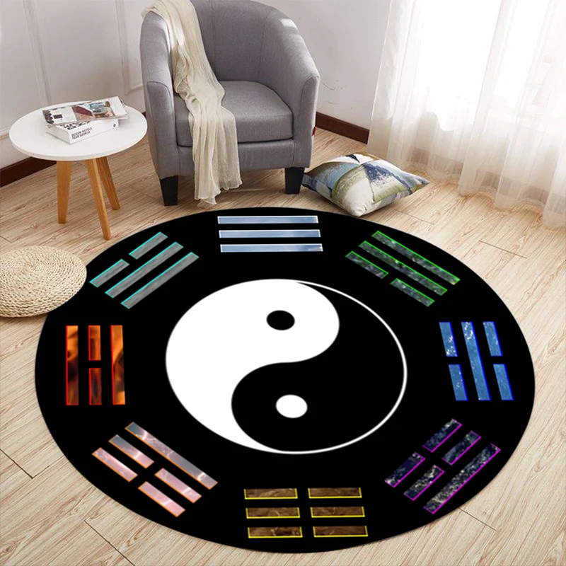 Yin Yang Tai Chi Pattern Printed Round Rug round carpet mat round living room rug  carpet  rug  carpets for living room