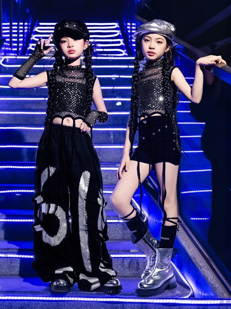 costume-de-danse-jazz-pour-filles-hauts-en-filet-a-paillettes-pantalons-noirs-tenues-d'ete-kpop-vetements-de-scene-de-concert-hip-hop-y2k-bl19852