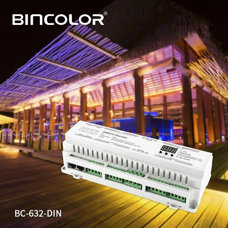 Imagem -03 - Decodificador Dmx Trilho Din dc Led Controlador Única Cor Cct Rgb Rgbw cv Pwm Rj45 Bits 16 Bits Dmx512 1990 x 32ch 40ch