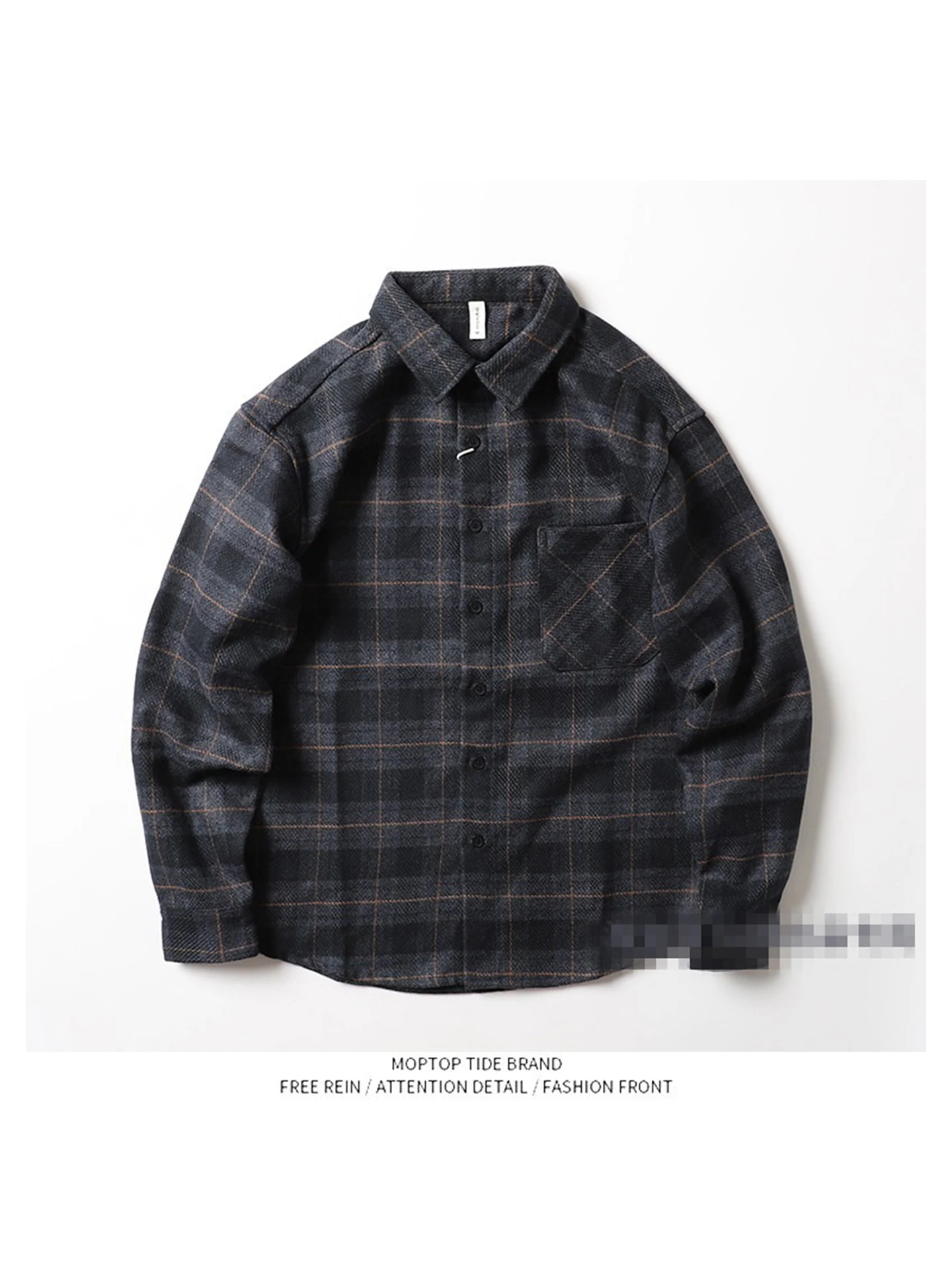 

Mr. WH 2022, осенняя мужская повседневная верхняя одежда Thiened Brued Plaid Long Sve, модная свободная посадка из полиэфирного волокна