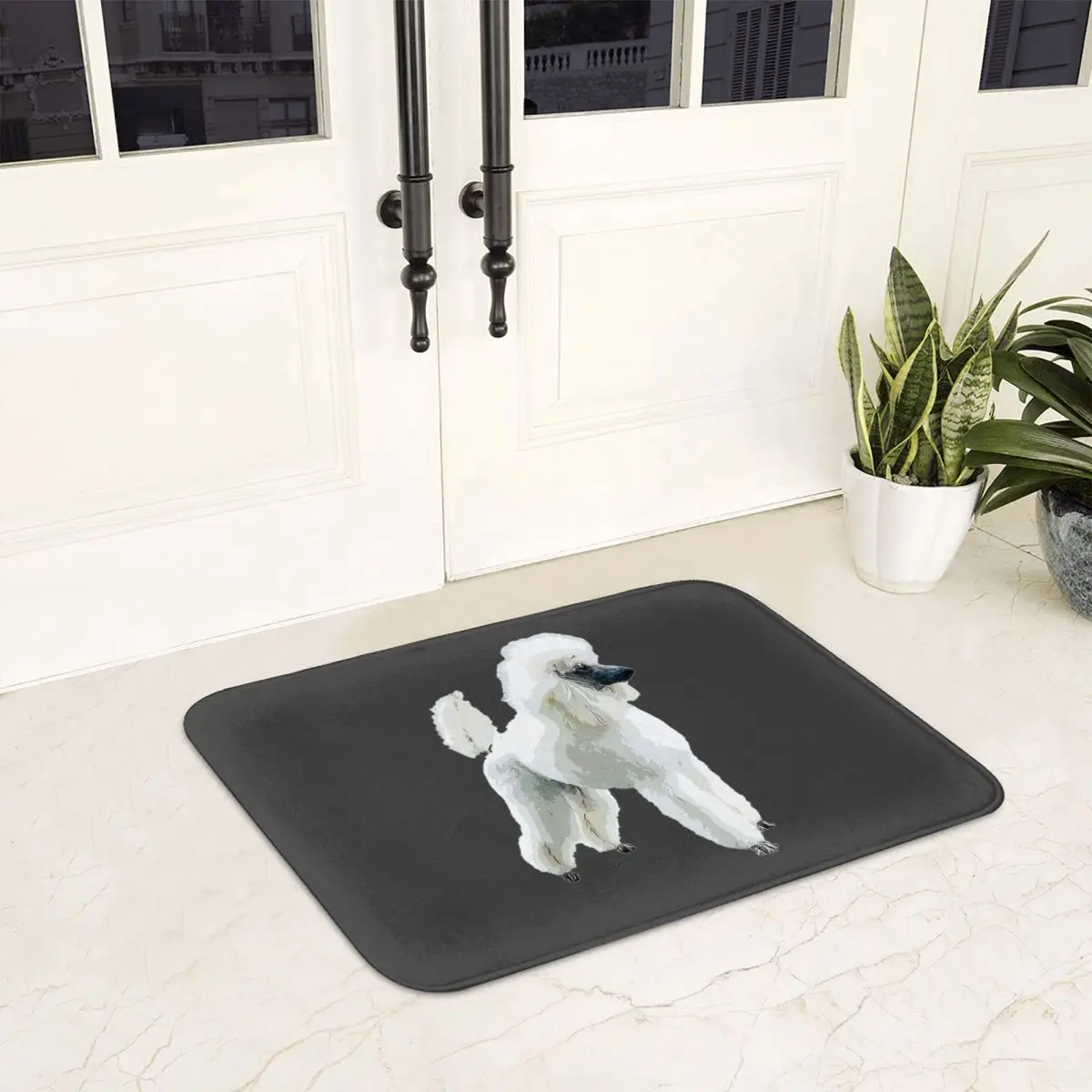 White Poodle Gorgeous Dog Doormat Anti-skid Super Absorbent Bath Mats Home Entrance Rugs Kitchen Bedroom Carpet Outdoor Footpad