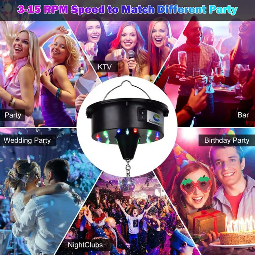 

A44M Rotating Disco Ball Motor Lights with Remote,18 LEDs for 12 16 20 24inch Mirror Ball Rotator(NotIncludedBall)