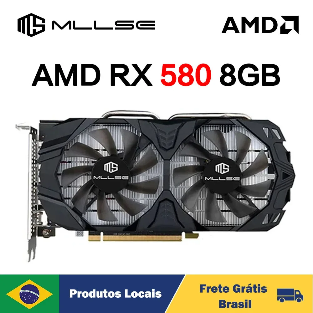 MLLSE AMD RX 580 8GB Placa De Video Graphics Card Gaming 2048SP 6pin GDDR5 256Bit PCI Express 3.0 ×16 Radeon GPU Computer Mining