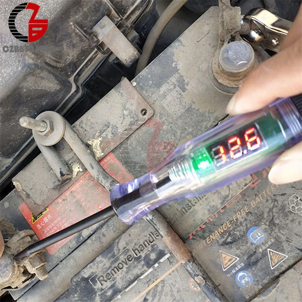 DC 6V 12V 24V Voltage Electric Circuit Tester Digital Display Long Probe Pen Light Bulb Automobile Diagnostic Tools Auto Repair