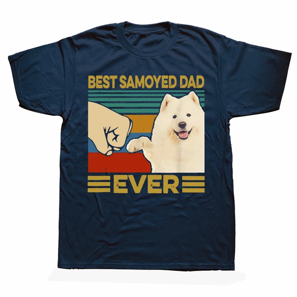 Best Samoyed Dad Ever Retro Vintage Father's Day T Shirt Dog Lovers Round Neck Short-Sleeve Fashion Casual Basic T-shirts Summer