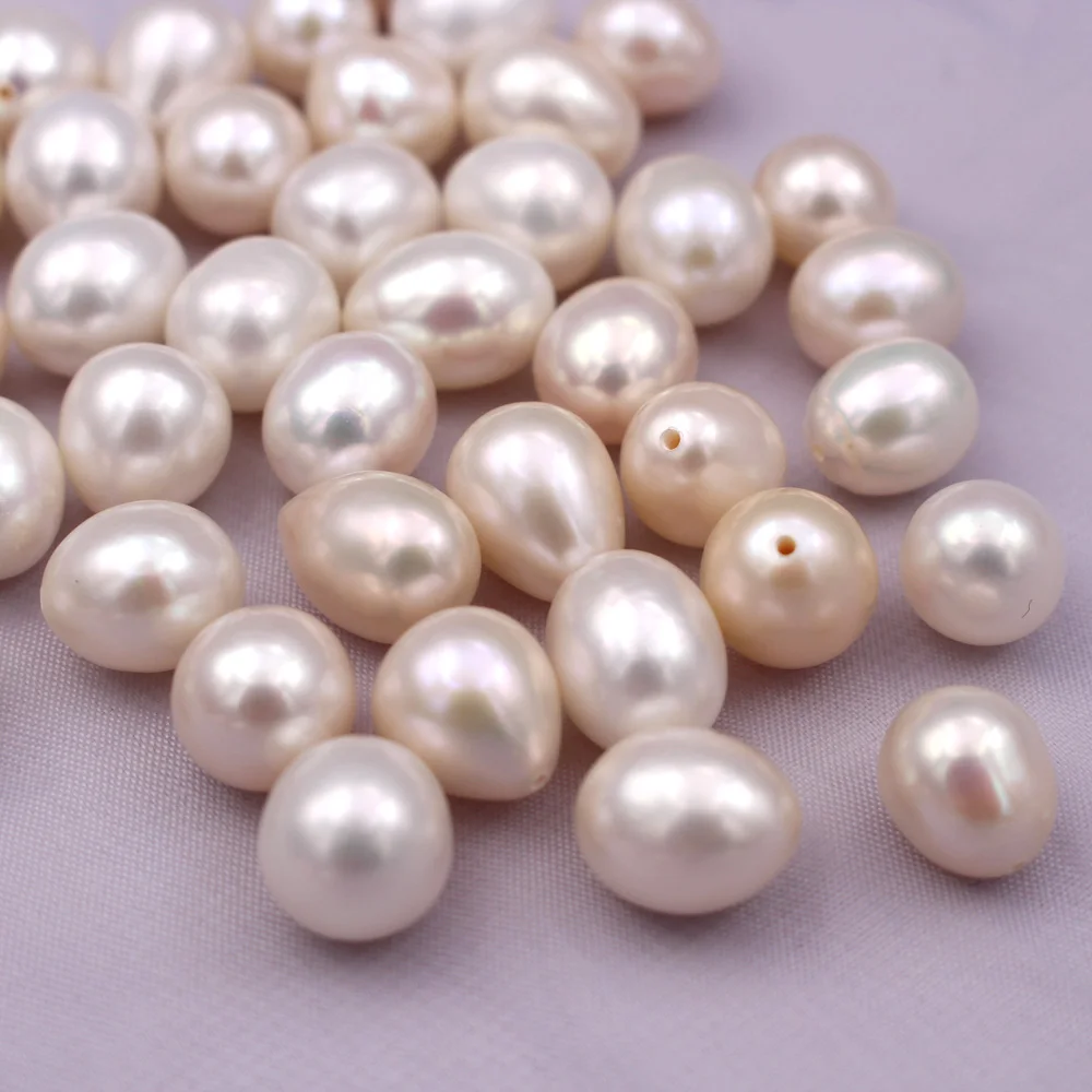 

10pcs White Natural Freshwater Pearl Freeform Drops Loose Beads Half Drilled DIY For Women Statement Bridal Jewelry Accessories