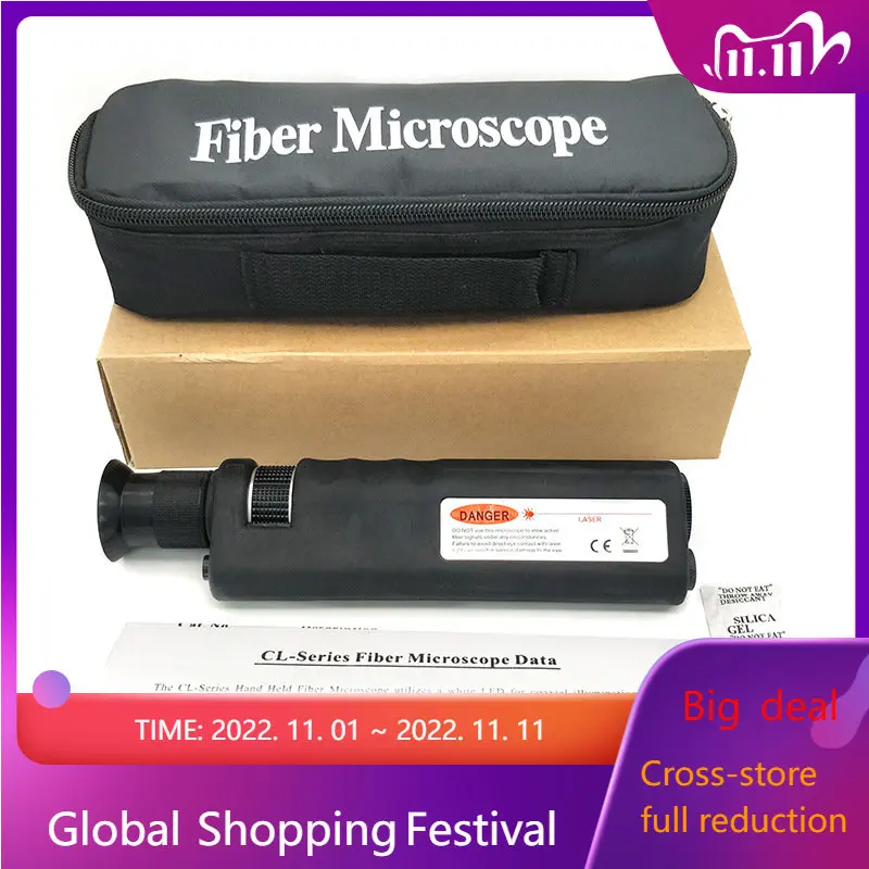 Hand-held Fiber Optic Magnifying Glass Fiber Microscope End Face Inspection Instrument Clear Image Lifespan Long 200X 400 Times