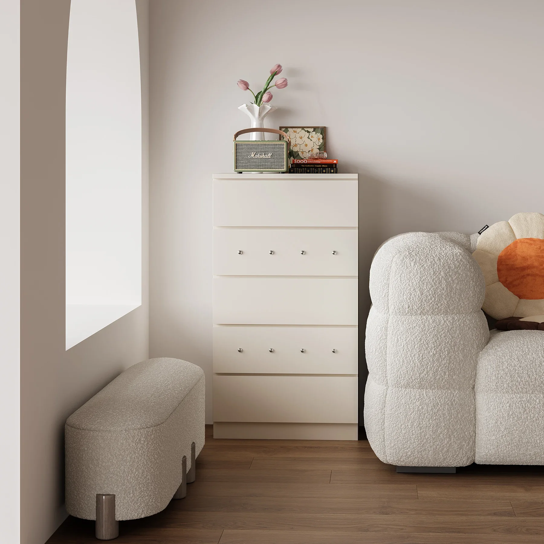 Multi-Specification Chest of Drawers Sideboard Solid Wood Multi-Color Rivet Storage Cabinet Bedside Table