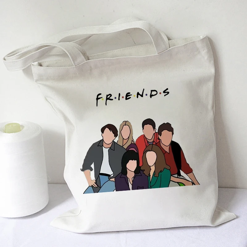 Women Tote Bags Friends Tv Show Shopping Bag For Lady Cartoon Canvas Shoulder Bag Women Students Cotton Cloth Eco Shopper Bag