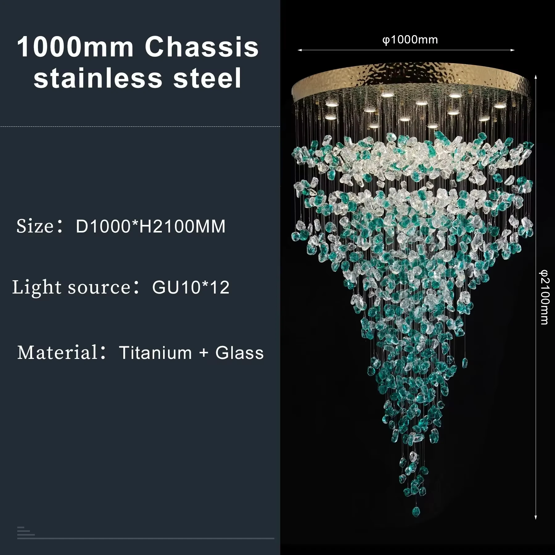 Luxury Modern Cristal Stone Hanging Chandelier for Hotel Lobby Large Crystal Chandelier for Duplex Staircase Villa Artistic Lamp