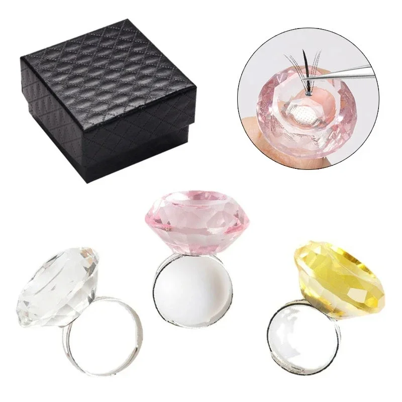 1pcs Crystal Eyelash Extension Glue Ring Cup Tattoo Pigment Holder Container Grafted Lashes Adhesive Stand Pallet Makeup Tools