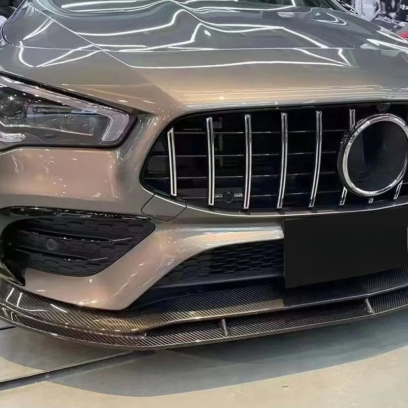 Paktechz Prepreg Dry Carbon Fiber Body Kit Front Bumper Lip Spoiler Splitter for  W118 C118 CLA200 CLA250 CLA35