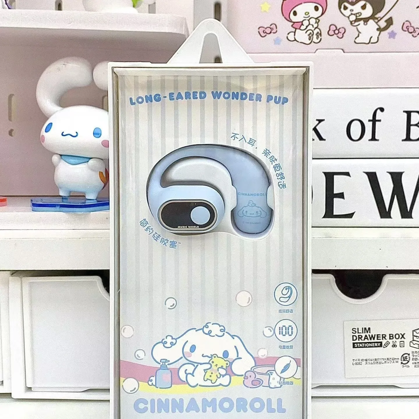 Sanrio Headphone Kuromi Wireless Bluetooth Earphones with Mic Ear Hook HIFI Stereo HD Call Open Single Ear Gaming Headset EJ-223