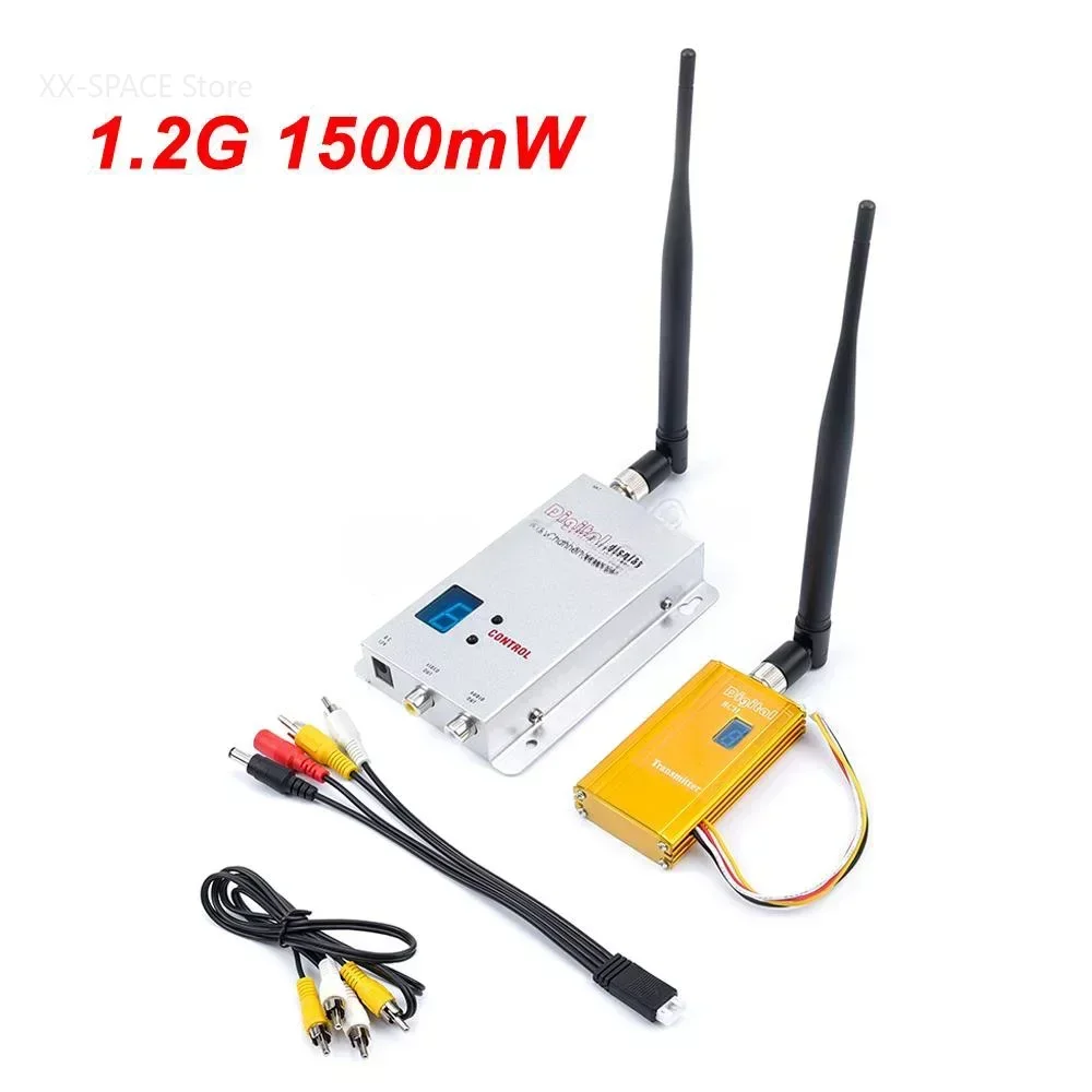 FPV 1.2Ghz 1.2G 8CH 1500mw اللاسلكية AV المرسل التلفزيون الصوت والفيديو جهاز ريسيفر استقبال وإرسال كومبو ل QAV250 250 FPV أجهزة الاستقبال عن بعد