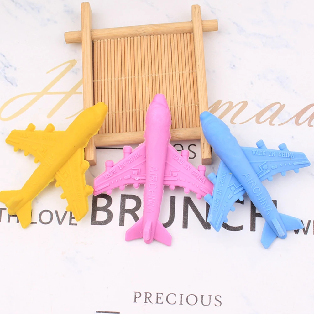 12 قطعة ممحاة على شكل طائرة من المطاط اللطيف لممحاة قلم رصاص ذات سطح أملس - لوازم مدرسية صديقة للناعمة