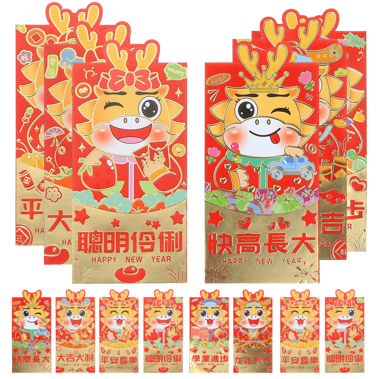 24 قطعة المظاريف الحمراء للعام الجديد أنماط النمط الصيني التقليدي مفاجأة احتفالية للأطفال والأصدقاء المغلفات الحمراء الصينية