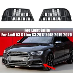 Car Front Bumper Fog Light Mesh Grille For Audi A3 S-Line S3 2017 2018 2019 2020 Fog Lamp Honeycomb Grille Covers Car Styling